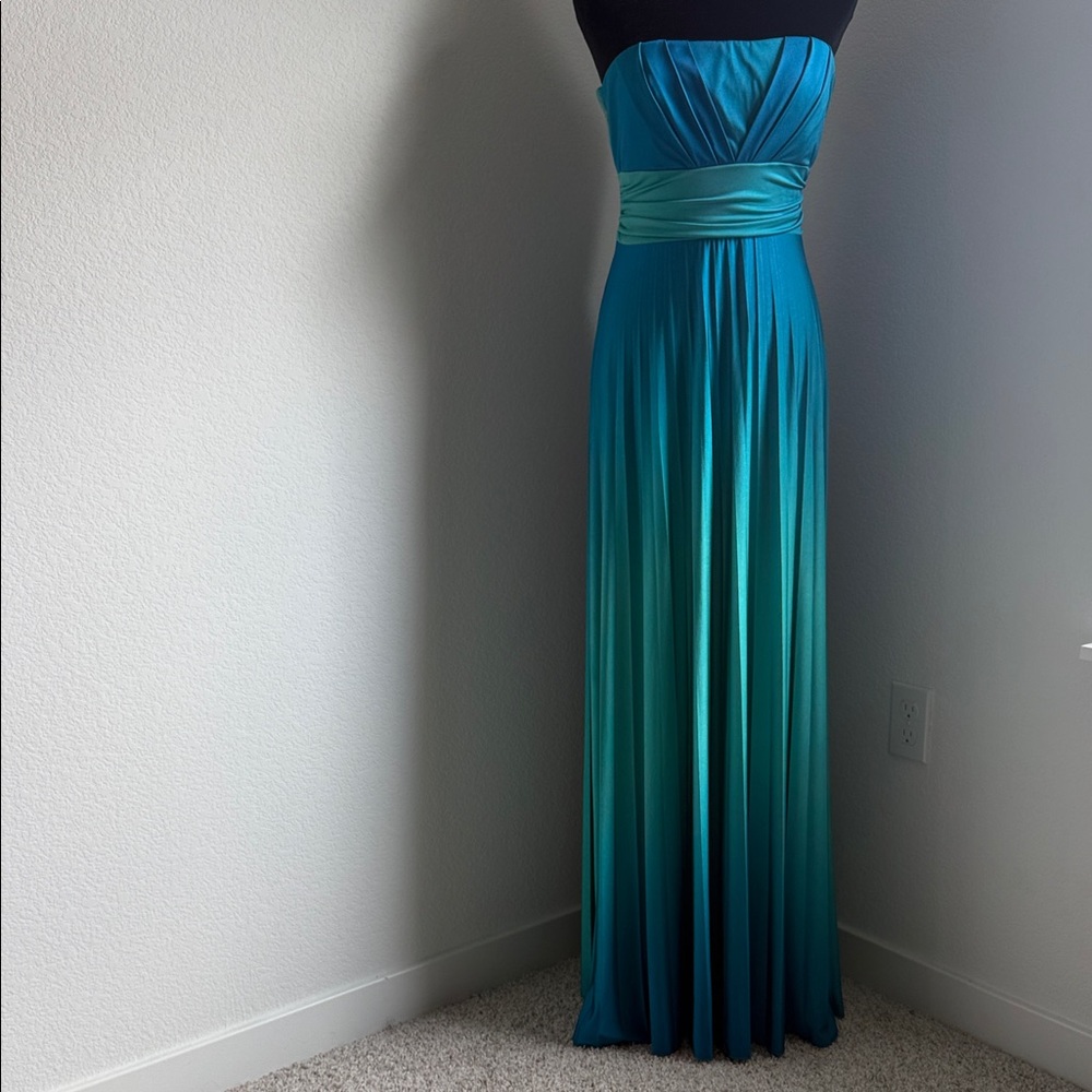 Speechless Strapless Teal Maxi Dress - Picture 2 of 16